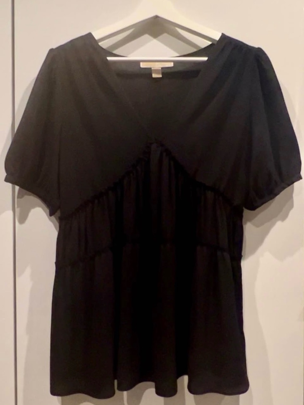 Michael Michael Kors Black Chiffon Peplum Blouse — Size M